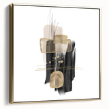 Abstract Geometric Framed Art – Black and Gold Minimalist Wall Print