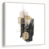 Abstract Geometric Framed Art – Black and Gold Minimalist Wall Print