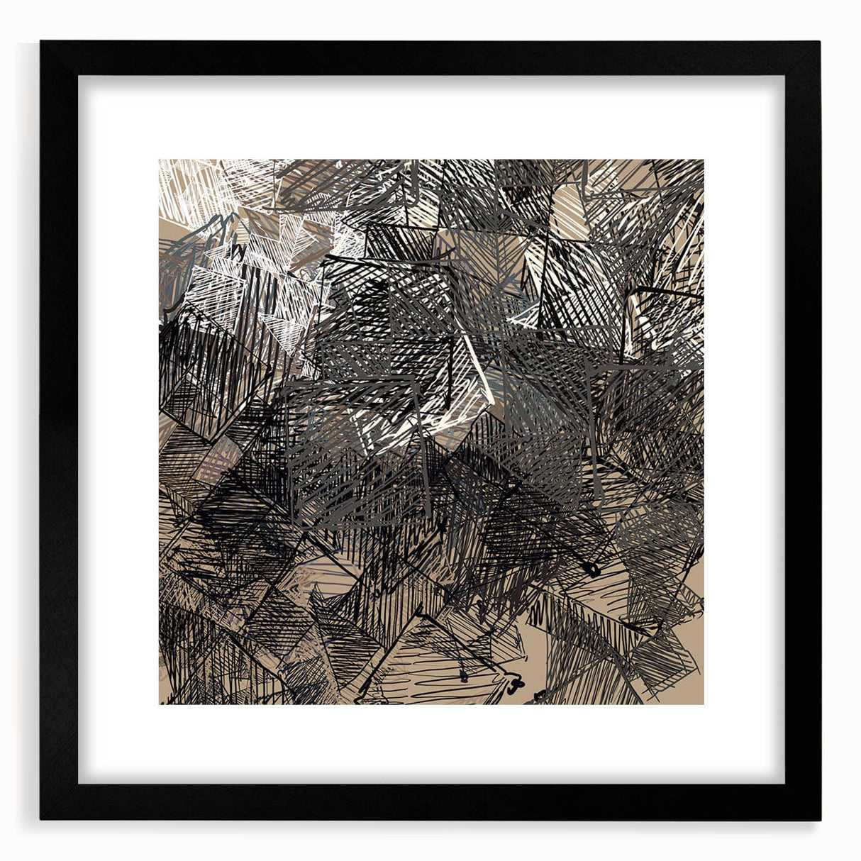 Geometric Moody Modern Wall Art – Abstract Black & Beige Canvas