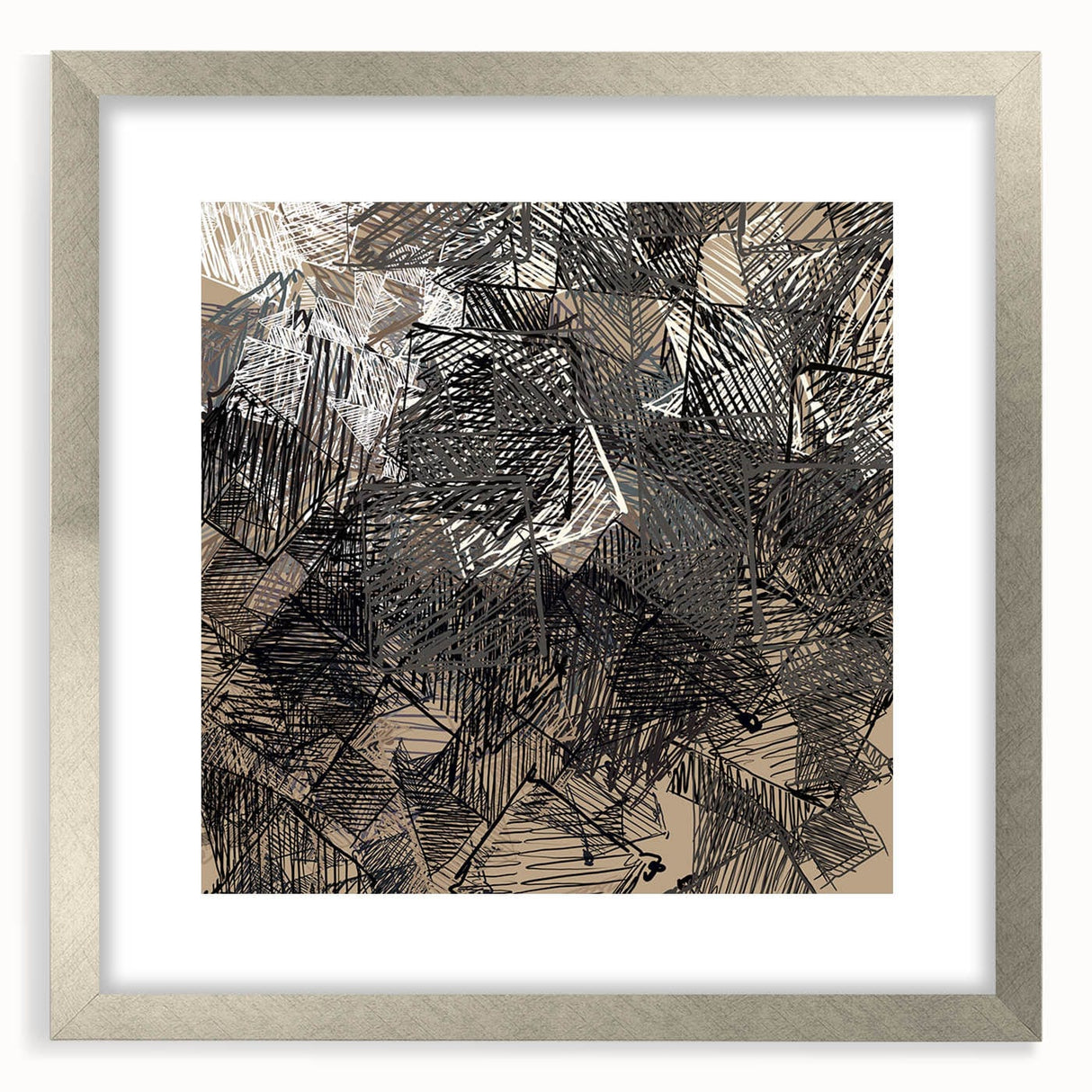 Geometric Moody Modern Wall Art – Abstract Black & Beige Canvas