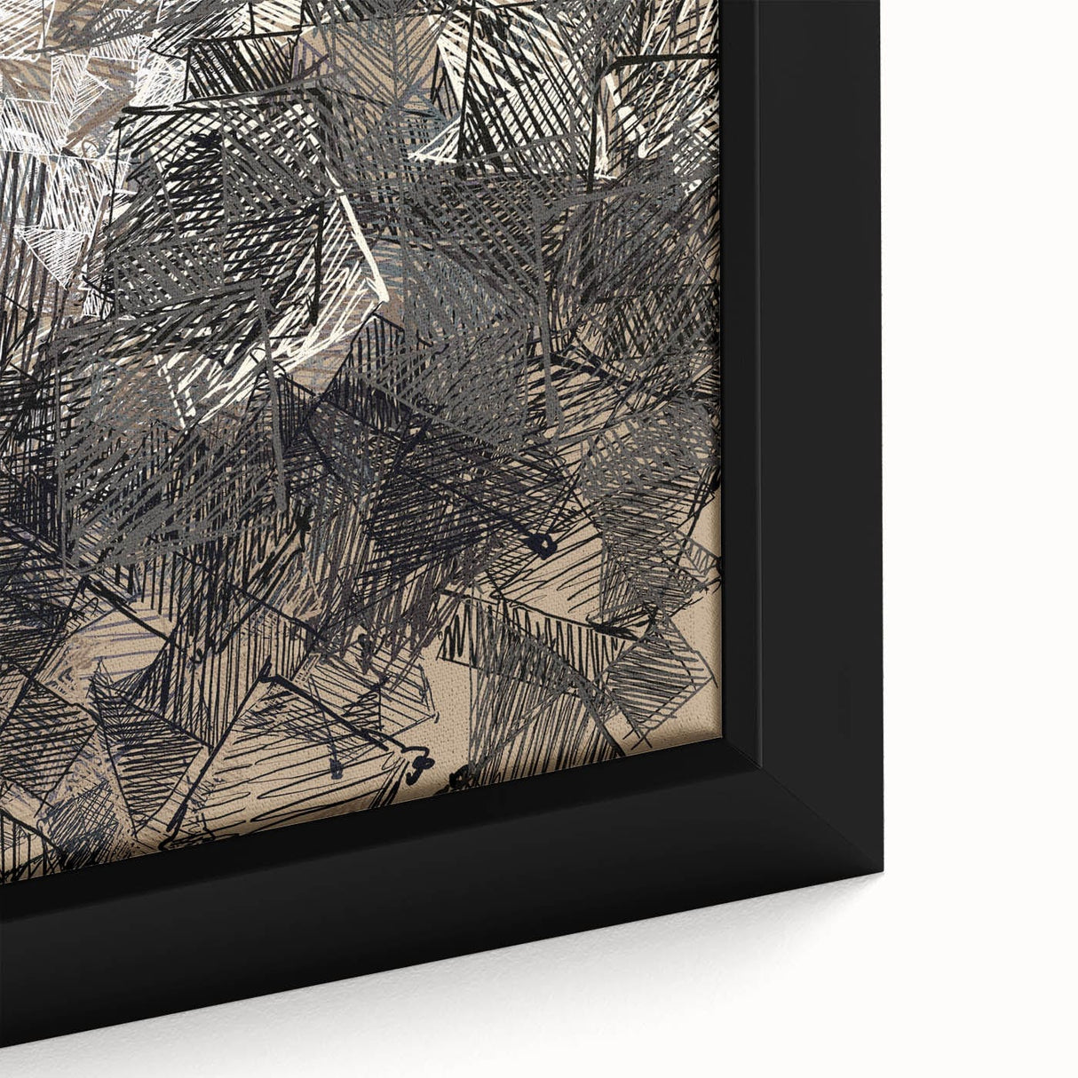 Geometric Moody Modern Wall Art – Abstract Black & Beige Canvas