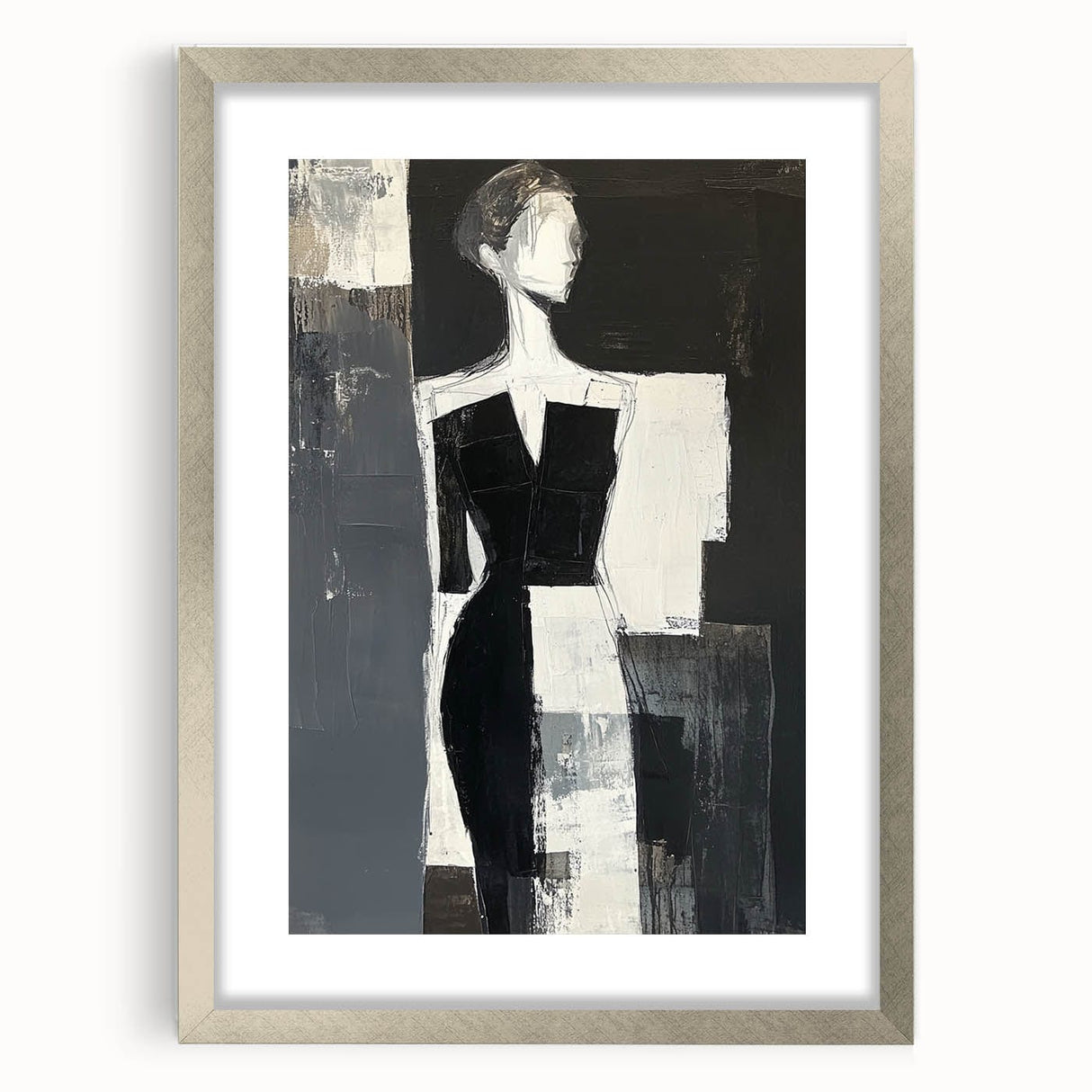 Minimalist Abstract Figurative Wall Art – Modern Monochrome Design