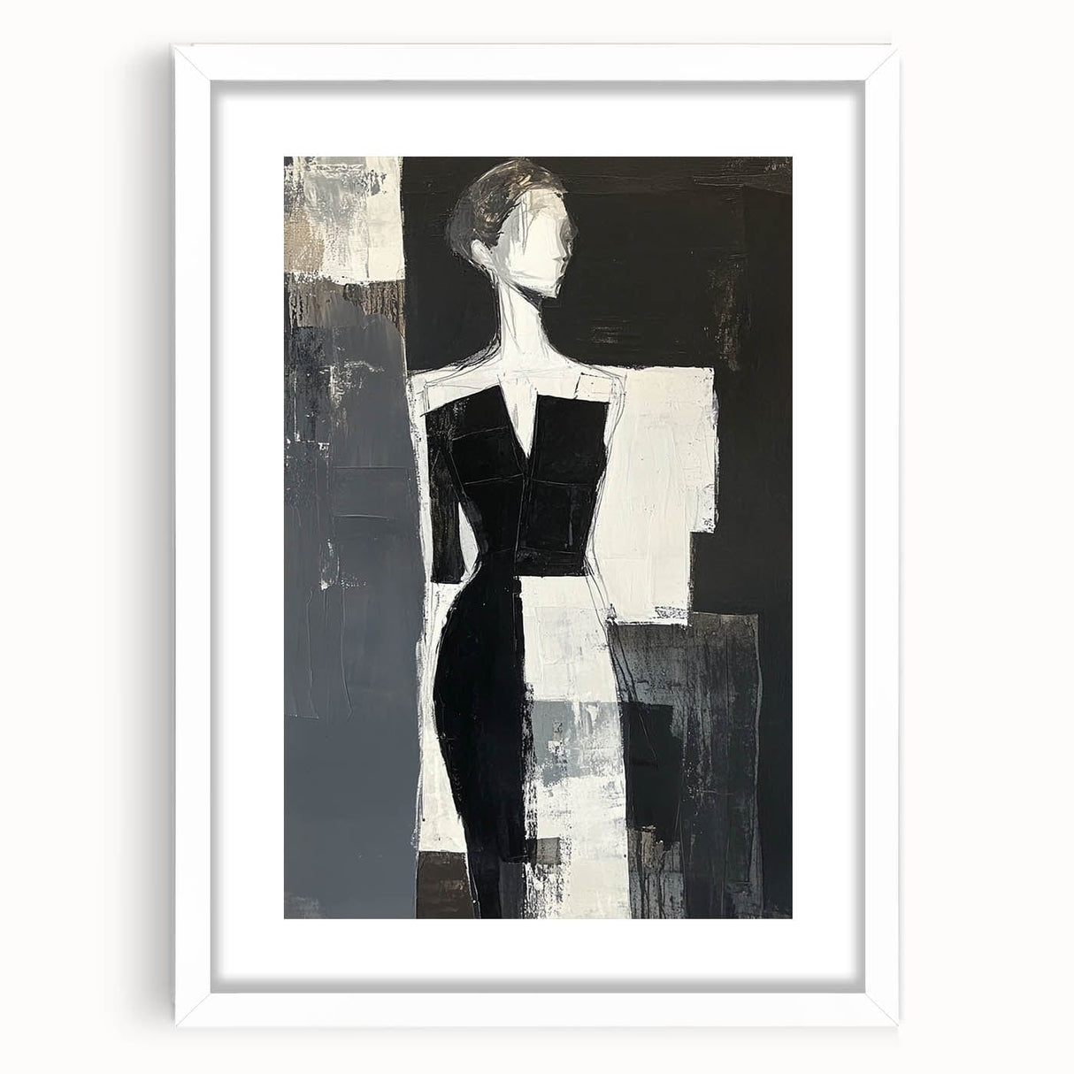 Minimalist Abstract Figurative Wall Art – Modern Monochrome Design
