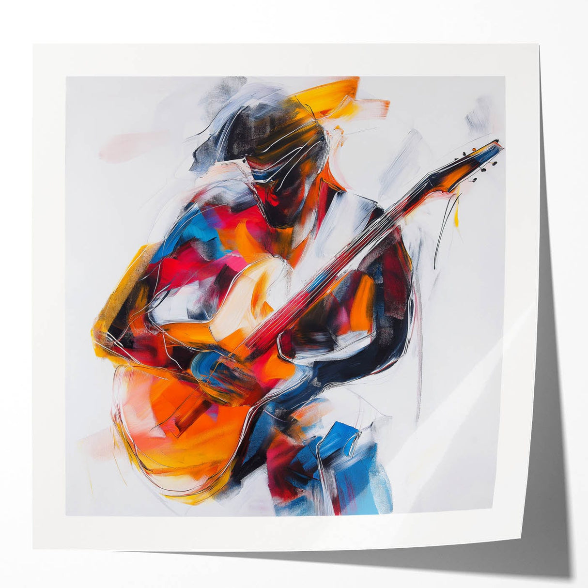 Colorful Abstract Figurative Wall Art – Expressive Guitarist Painting