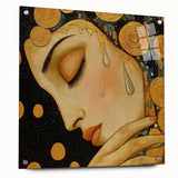Elegant Abstract Figurative Wall Art – Gold Accented Modern Painting