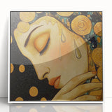 Elegant Abstract Figurative Wall Art – Gold Accented Modern Painting