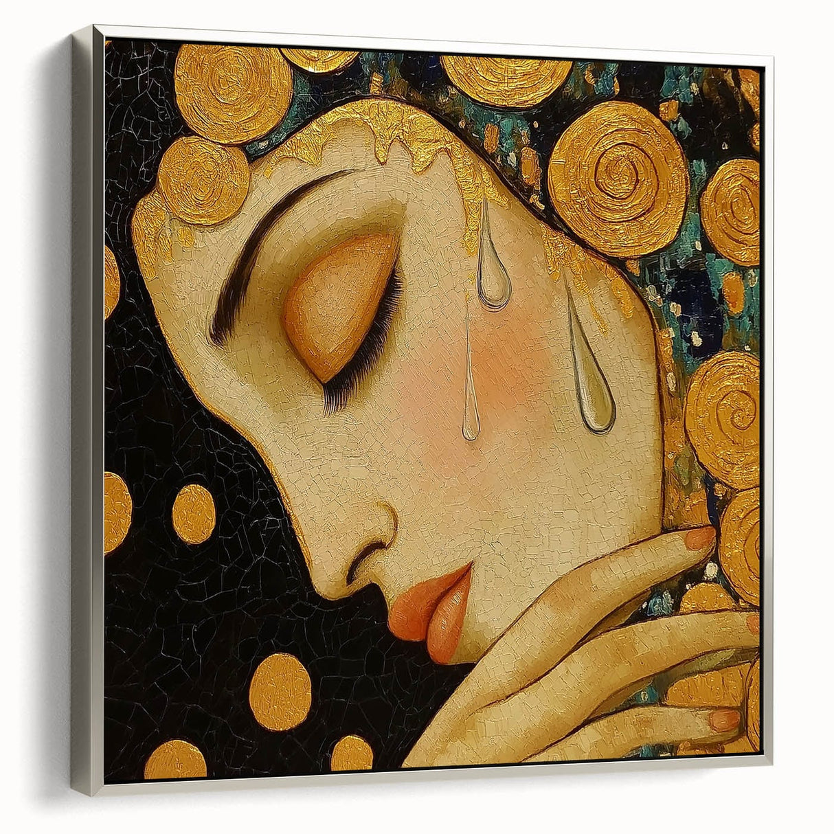 Elegant Abstract Figurative Wall Art – Gold Accented Modern Painting