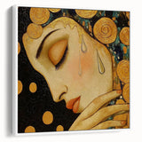 Elegant Abstract Figurative Wall Art – Gold Accented Modern Painting