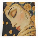 Elegant Abstract Figurative Wall Art – Gold Accented Modern Painting