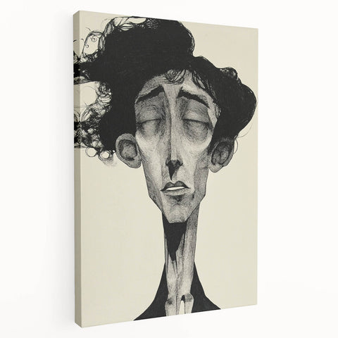 Minimalist Abstract Figurative Wall Art – Expressive Monochrome Design
