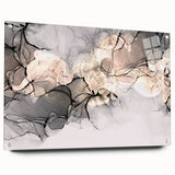 Minimalist Fluid Acrylic Art – Modern Black & Beige Wall Decor