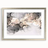 Minimalist Fluid Acrylic Art – Modern Black & Beige Wall Decor