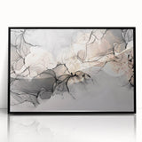 Minimalist Fluid Acrylic Art – Modern Black & Beige Wall Decor