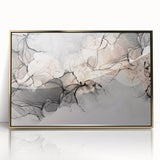 Minimalist Fluid Acrylic Art – Modern Black & Beige Wall Decor