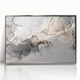 Minimalist Fluid Acrylic Art – Modern Black & Beige Wall Decor