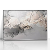 Minimalist Fluid Acrylic Art – Modern Black & Beige Wall Decor