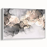 Minimalist Fluid Acrylic Art – Modern Black & Beige Wall Decor