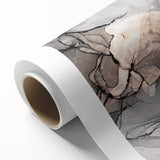 Minimalist Fluid Acrylic Art – Modern Black & Beige Wall Decor