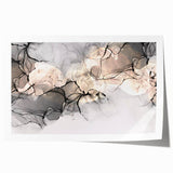 Minimalist Fluid Acrylic Art – Modern Black & Beige Wall Decor