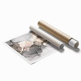 Minimalist Fluid Acrylic Art – Modern Black & Beige Wall Decor