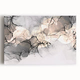 Minimalist Fluid Acrylic Art – Modern Black & Beige Wall Decor