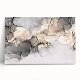 Minimalist Fluid Acrylic Art – Modern Black & Beige Wall Decor