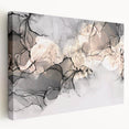 Minimalist Fluid Acrylic Art – Modern Black & Beige Wall Decor
