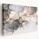 Minimalist Fluid Acrylic Art – Modern Black & Beige Wall Decor