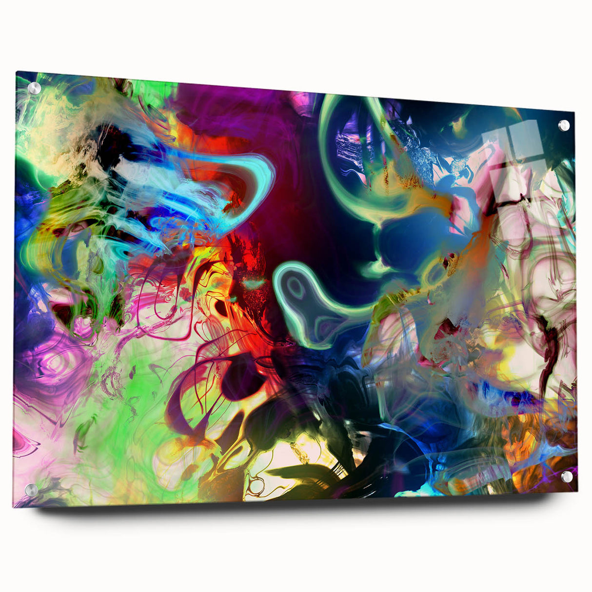 Bold Abstract Wall Art Collection – Vivid Neon Swirl Explosion