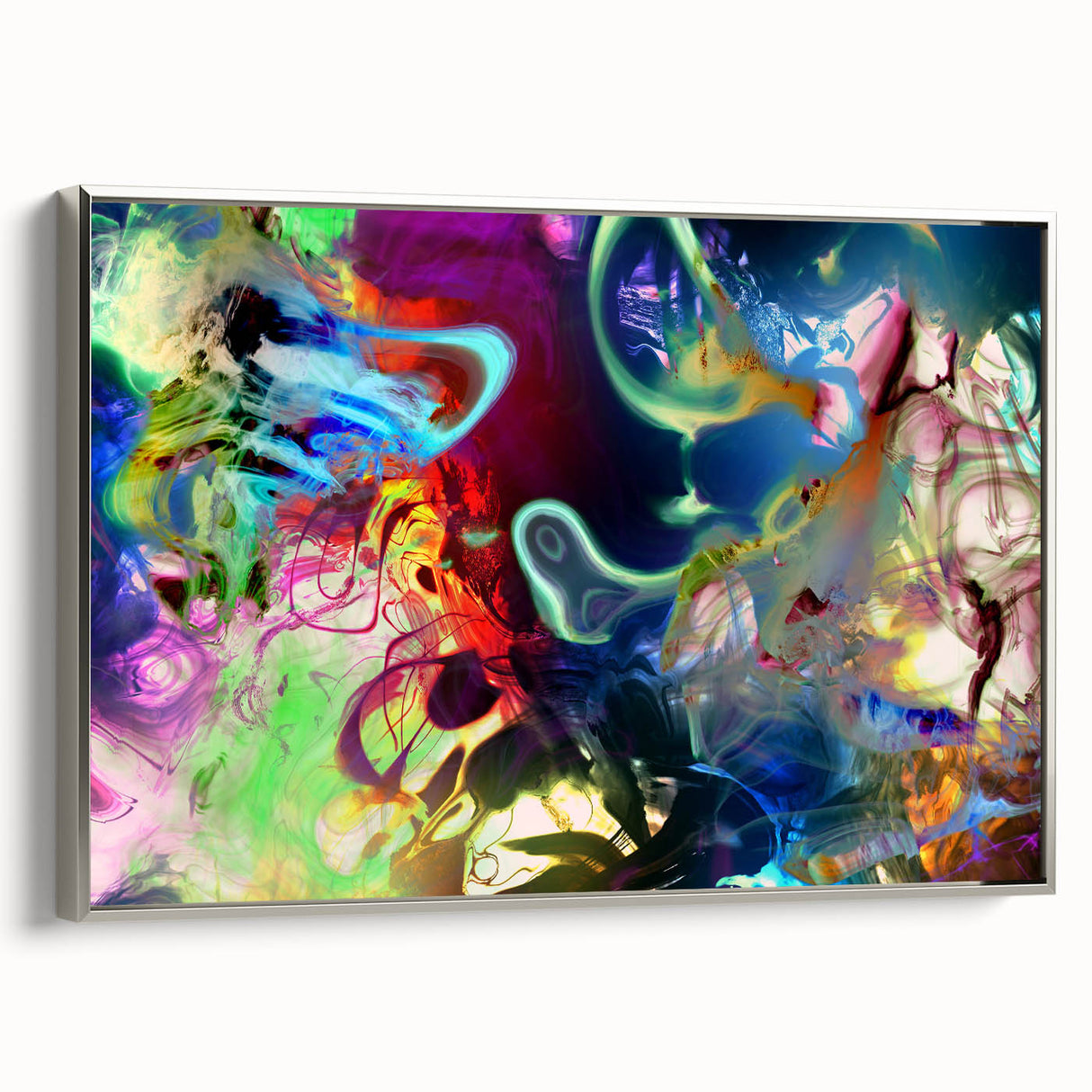 Bold Abstract Wall Art Collection – Vivid Neon Swirl Explosion