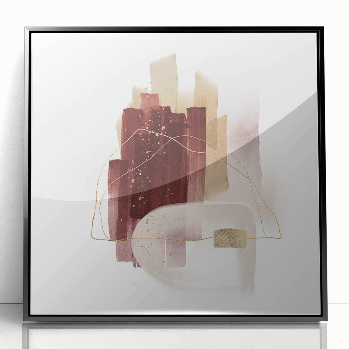 Minimalist Wall Art for Modern Interiors – Burgundy & Beige Abstract