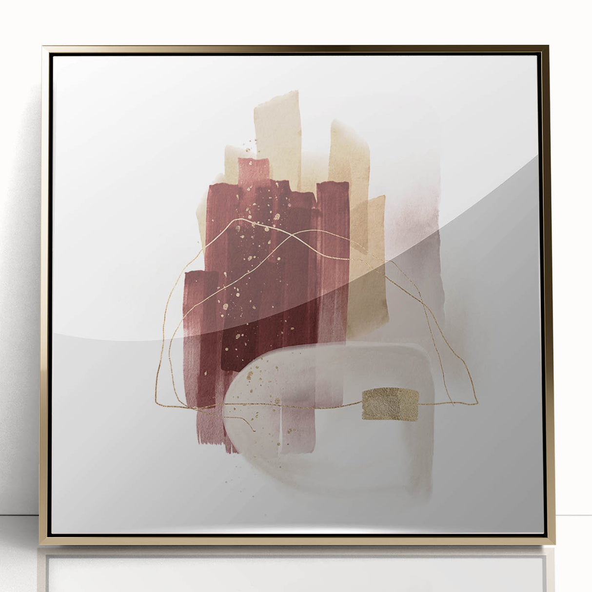Minimalist Wall Art for Modern Interiors – Burgundy & Beige Abstract