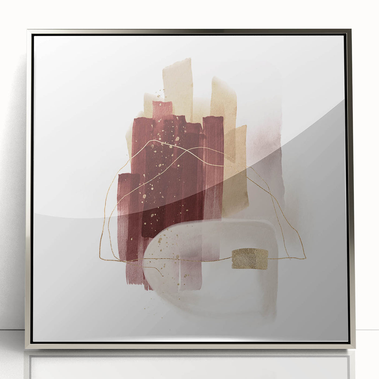 Minimalist Wall Art for Modern Interiors – Burgundy & Beige Abstract