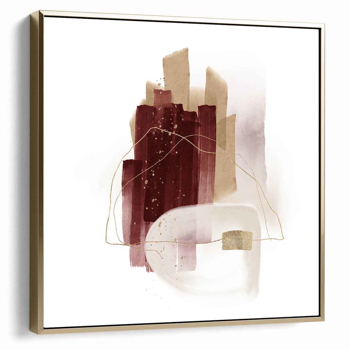 Minimalist Wall Art for Modern Interiors – Burgundy & Beige Abstract