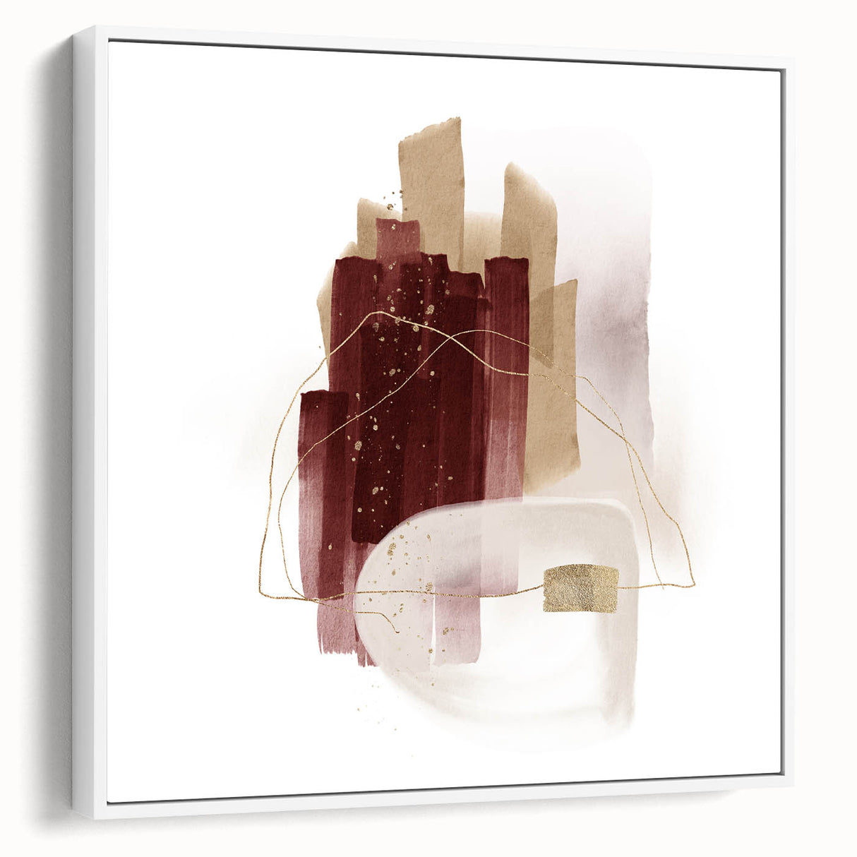 Minimalist Wall Art for Modern Interiors – Burgundy & Beige Abstract