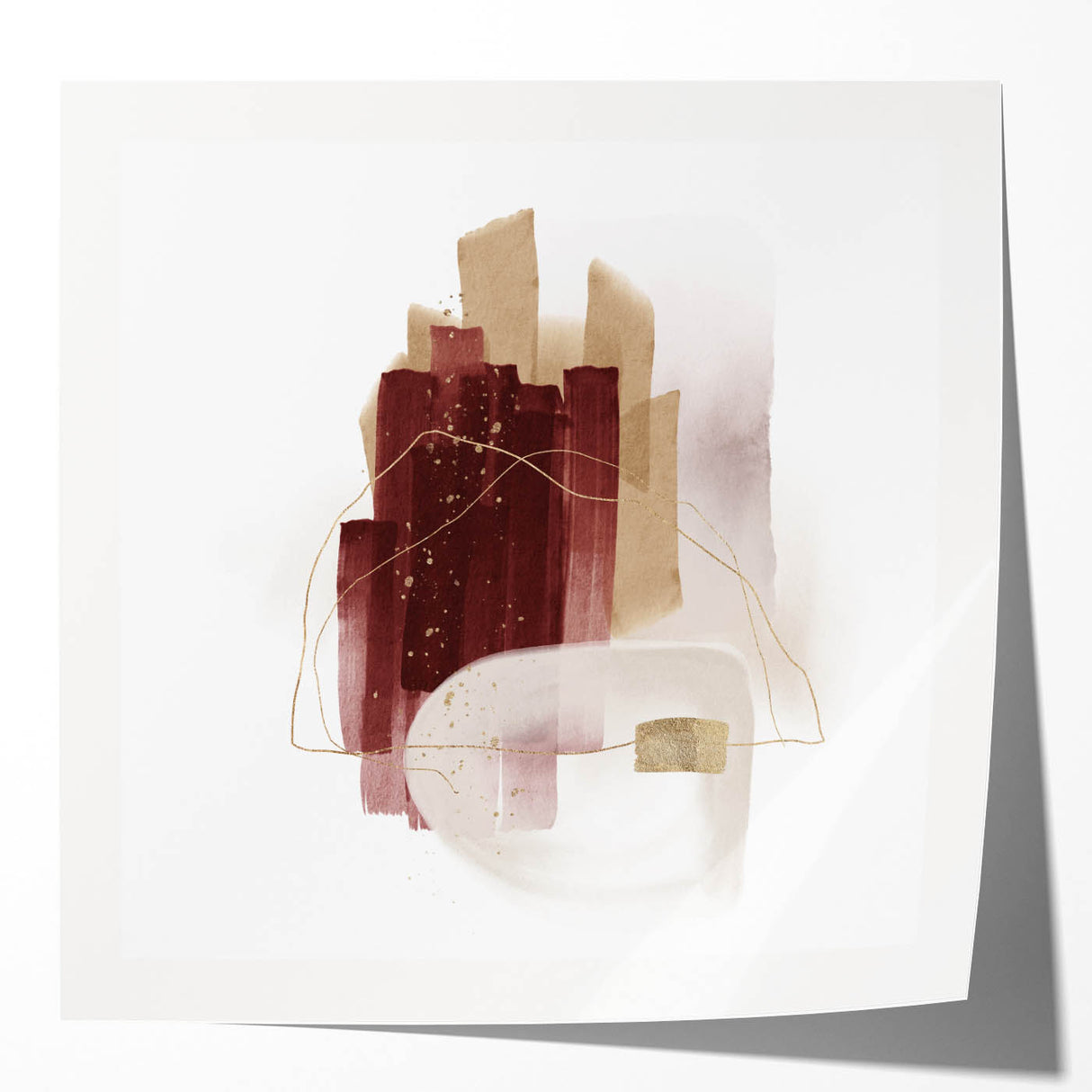 Minimalist Wall Art for Modern Interiors – Burgundy & Beige Abstract
