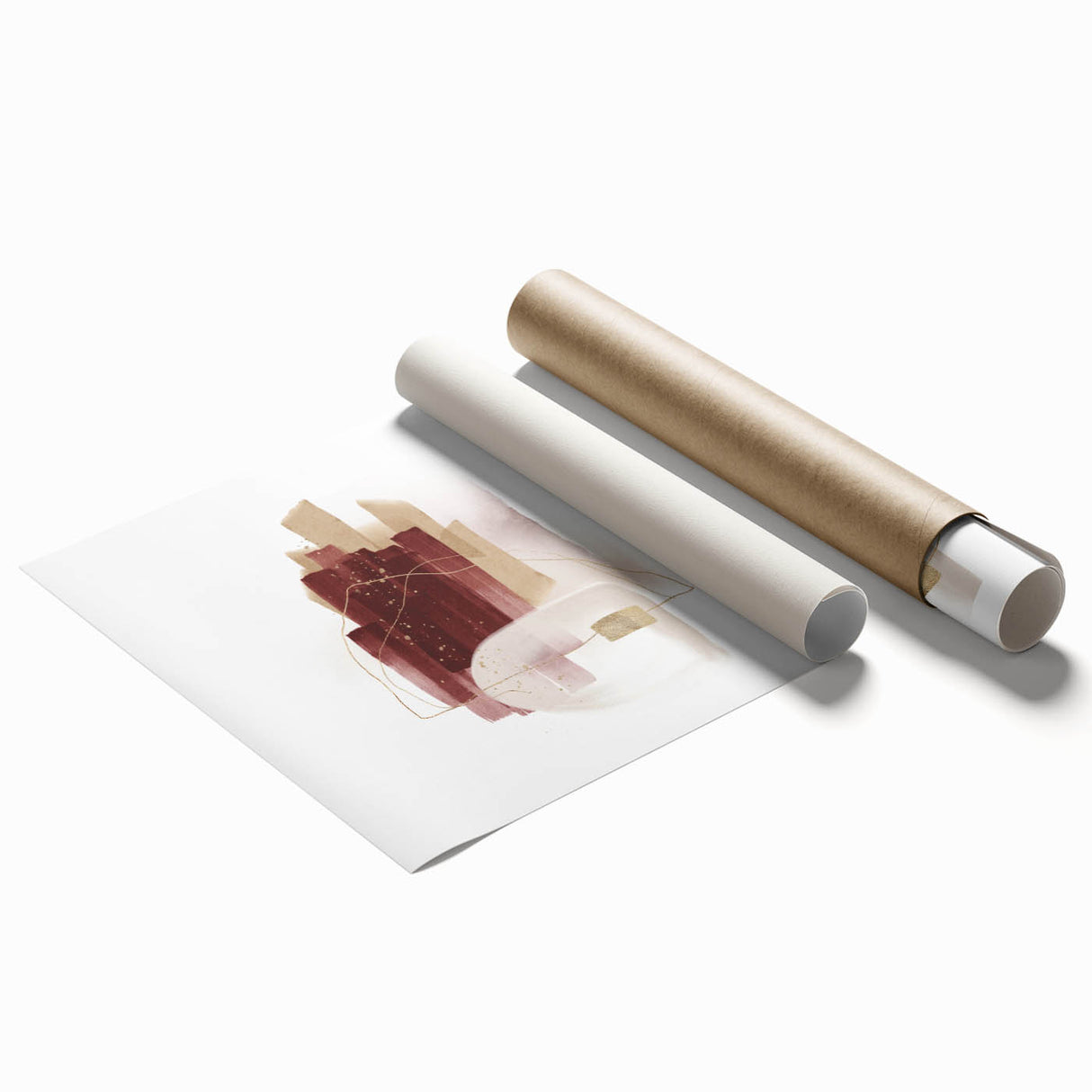 Minimalist Wall Art for Modern Interiors – Burgundy & Beige Abstract