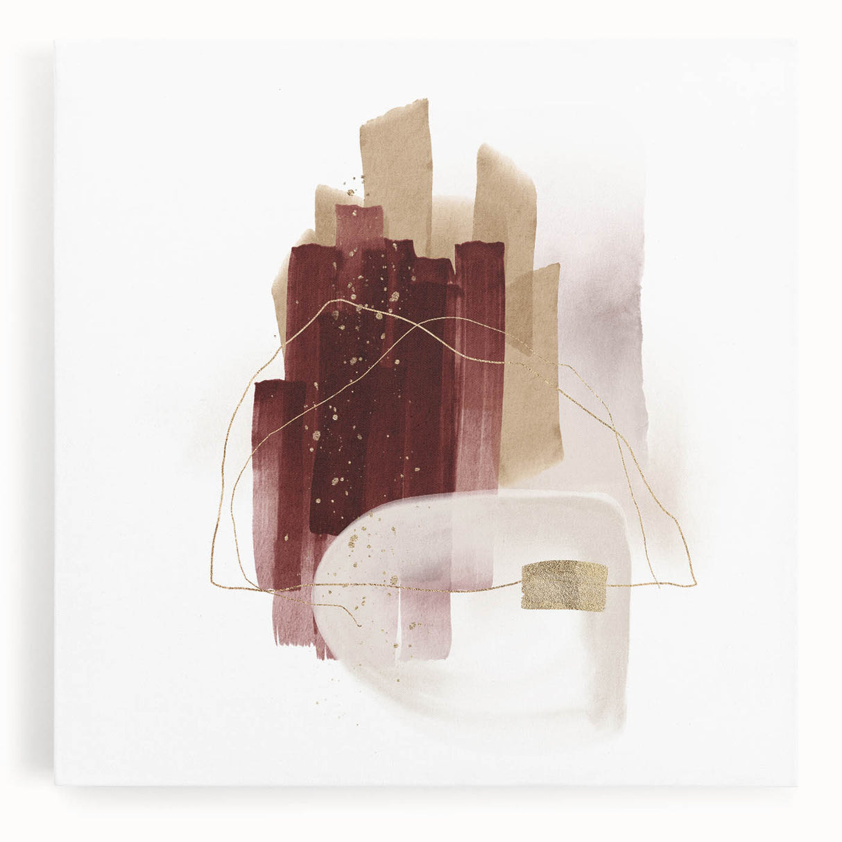 Minimalist Wall Art for Modern Interiors – Burgundy & Beige Abstract