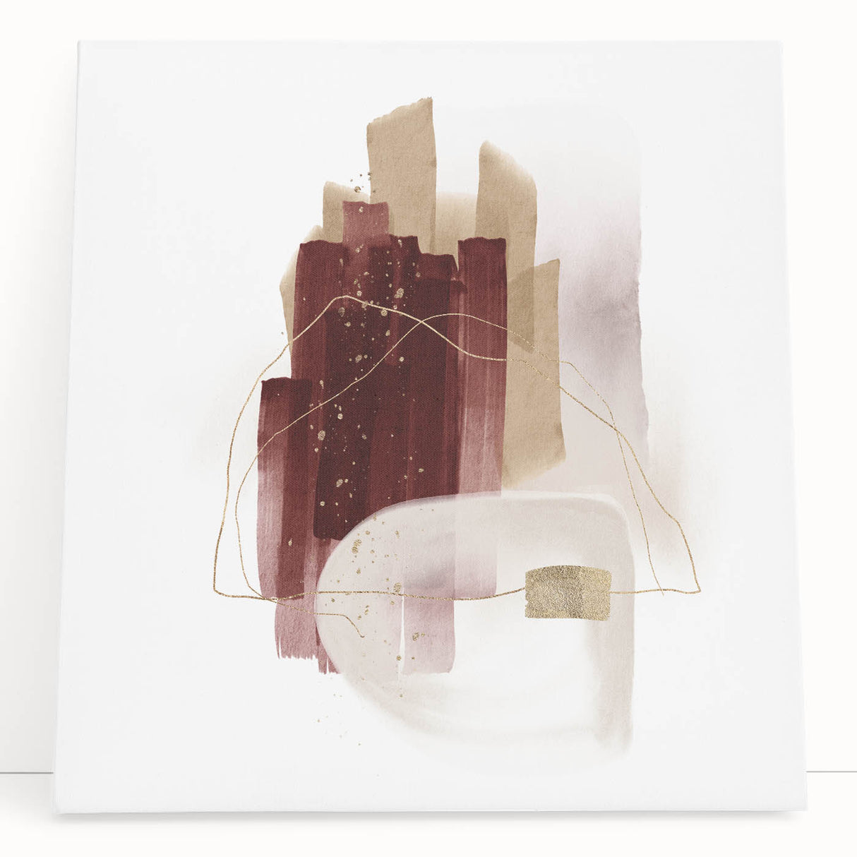 Minimalist Wall Art for Modern Interiors – Burgundy & Beige Abstract