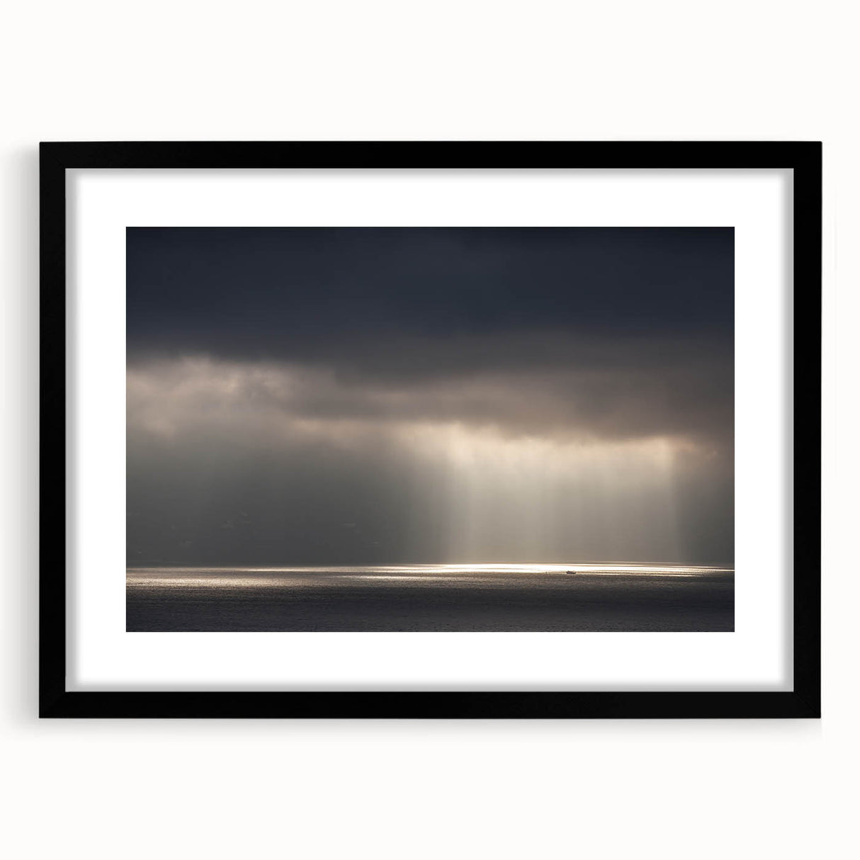 Black and White Minimalist Landscapes – Dramatic Ocean Light Print