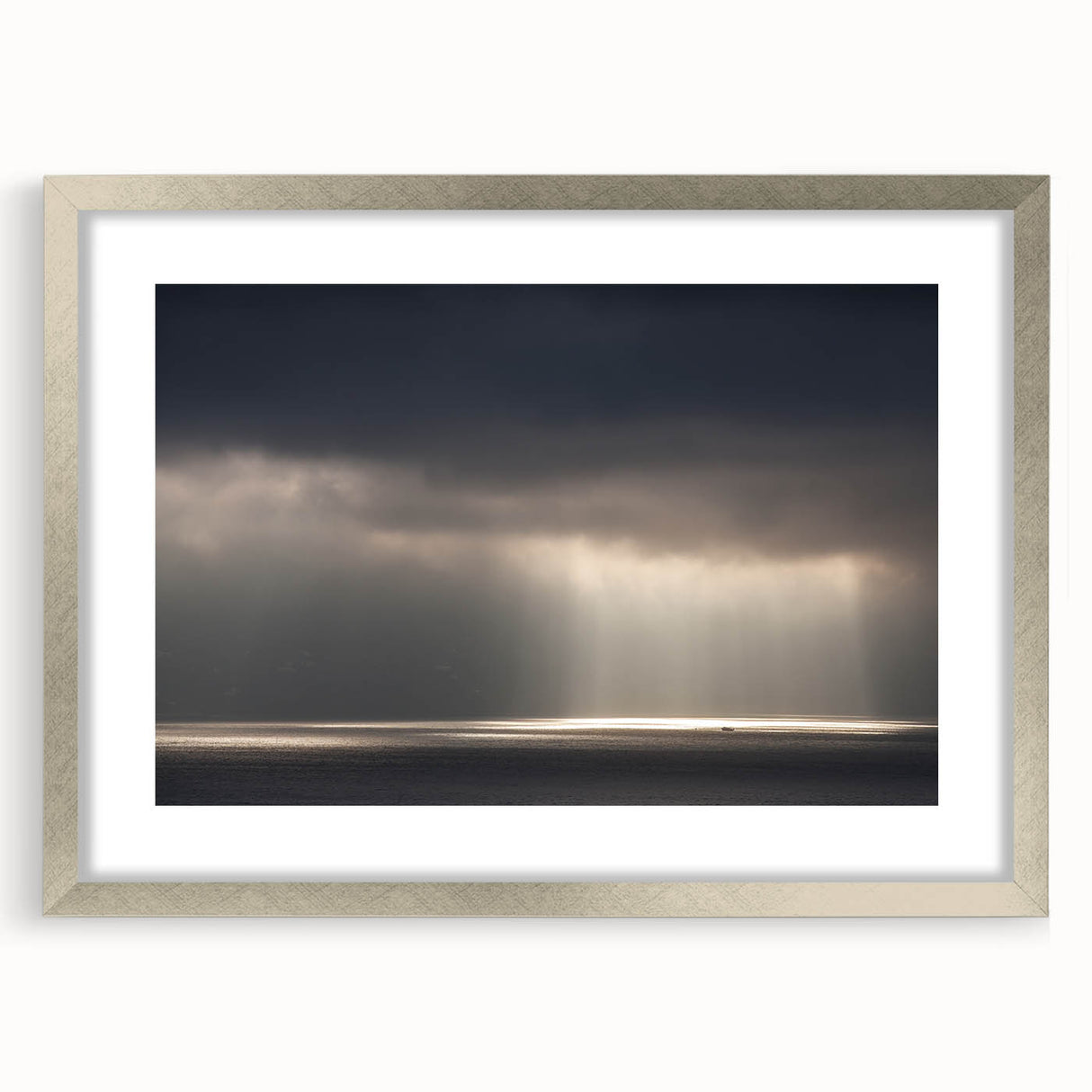 Black and White Minimalist Landscapes – Dramatic Ocean Light Print