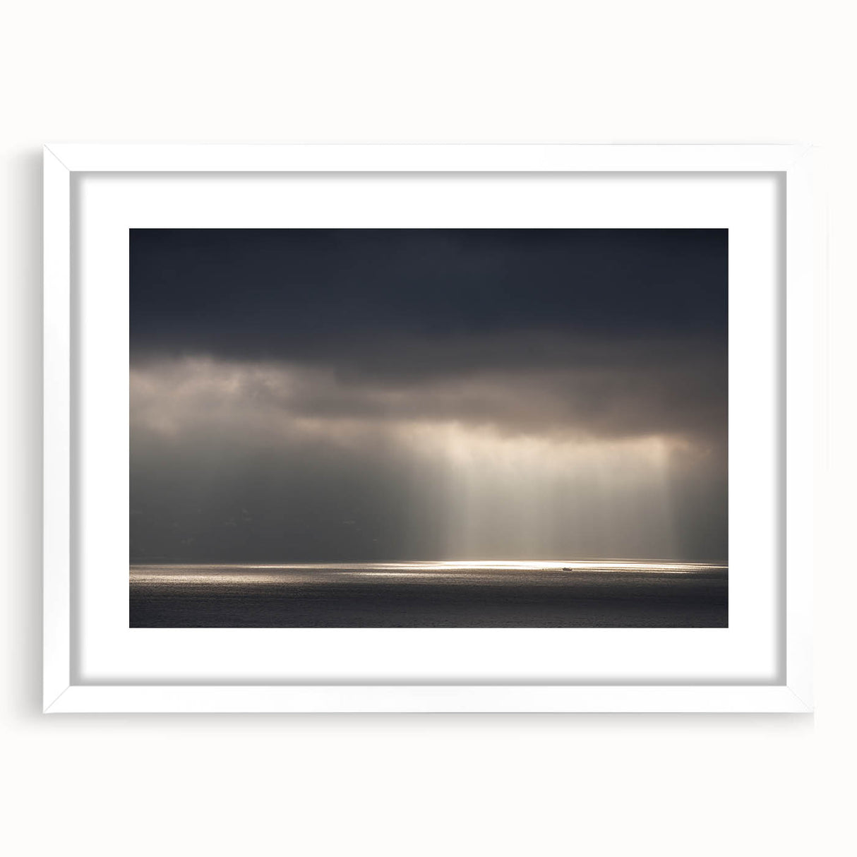 Black and White Minimalist Landscapes – Dramatic Ocean Light Print