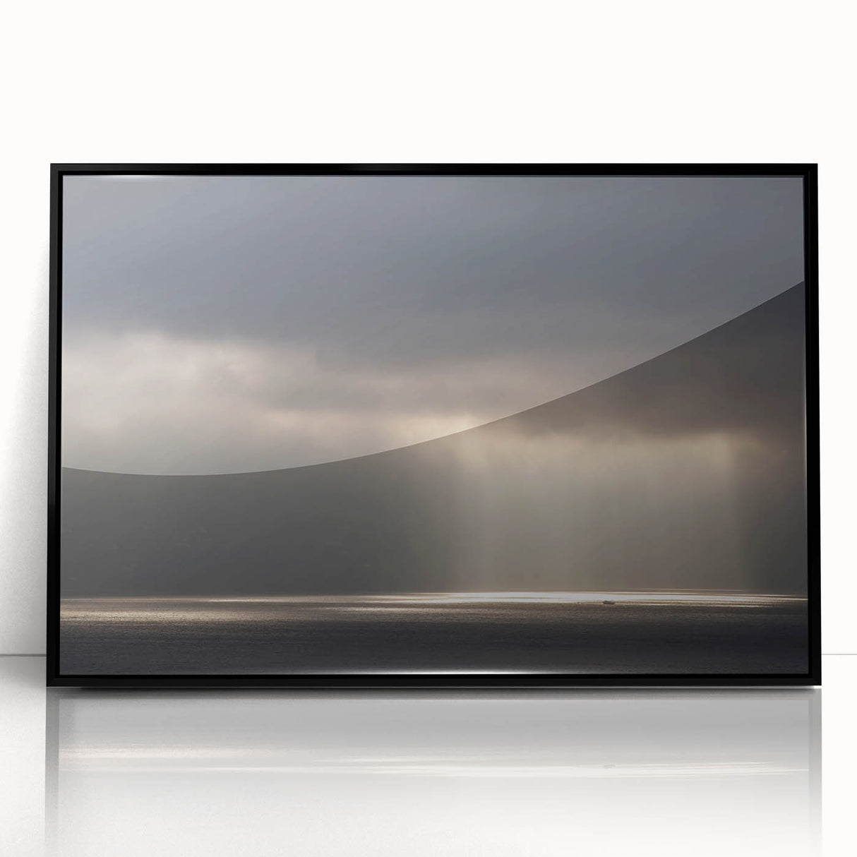 Black and White Minimalist Landscapes – Dramatic Ocean Light Print