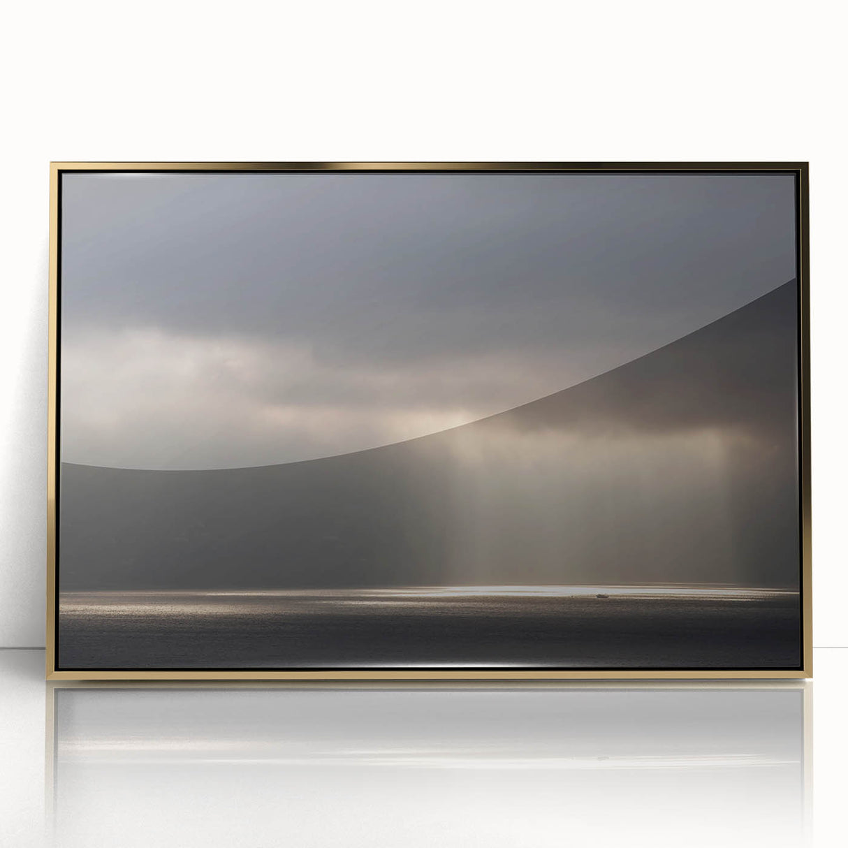 Black and White Minimalist Landscapes – Dramatic Ocean Light Print