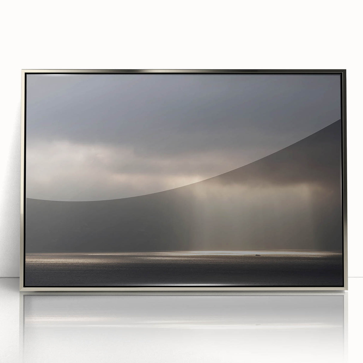 Black and White Minimalist Landscapes – Dramatic Ocean Light Print