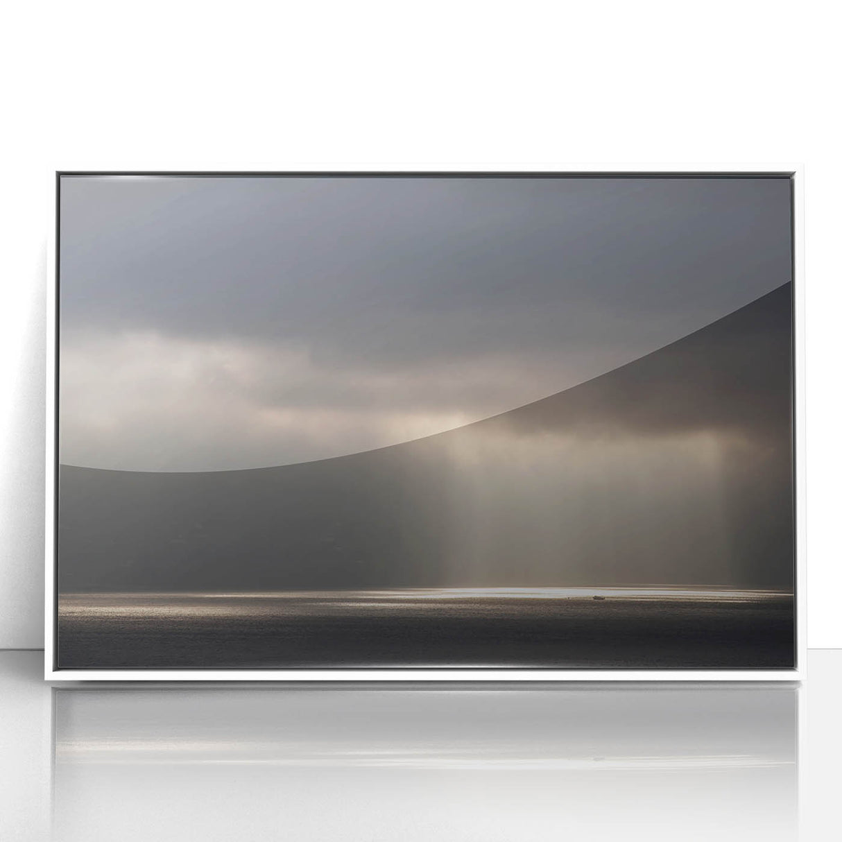 Black and White Minimalist Landscapes – Dramatic Ocean Light Print
