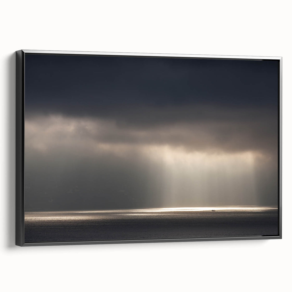Black and White Minimalist Landscapes – Dramatic Ocean Light Print