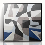 Abstract Art for Sale – Geometric Contemporary Blue & Gray Print
