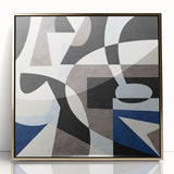 Abstract Art for Sale – Geometric Contemporary Blue & Gray Print