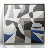 Abstract Art for Sale – Geometric Contemporary Blue & Gray Print